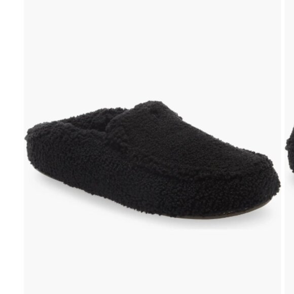 Olukai Nohea Heu Slippers Black Faux Fur Comfort Slipper US 7 EUR 37 NEW - Picture 2 of 6